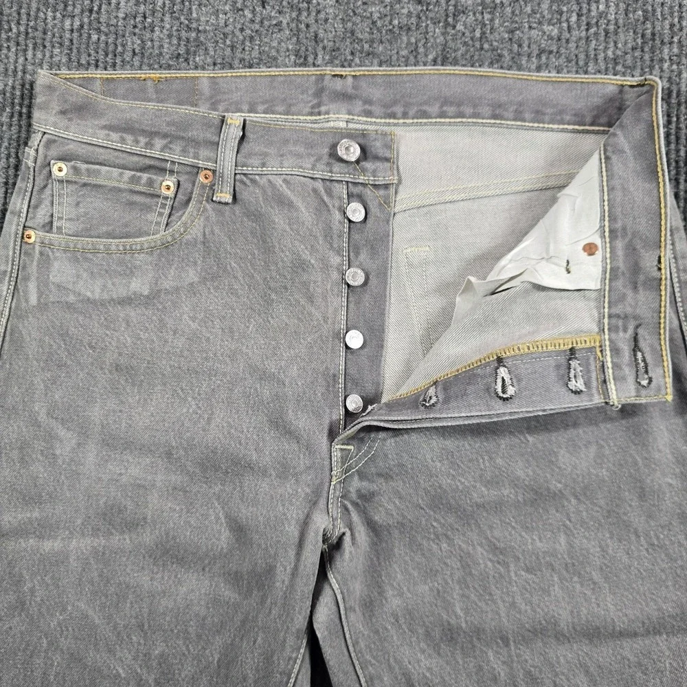Levi's 501 Jeans Mens 36x34 Gray Regular Straight Denim Button Fly Fits 34x31